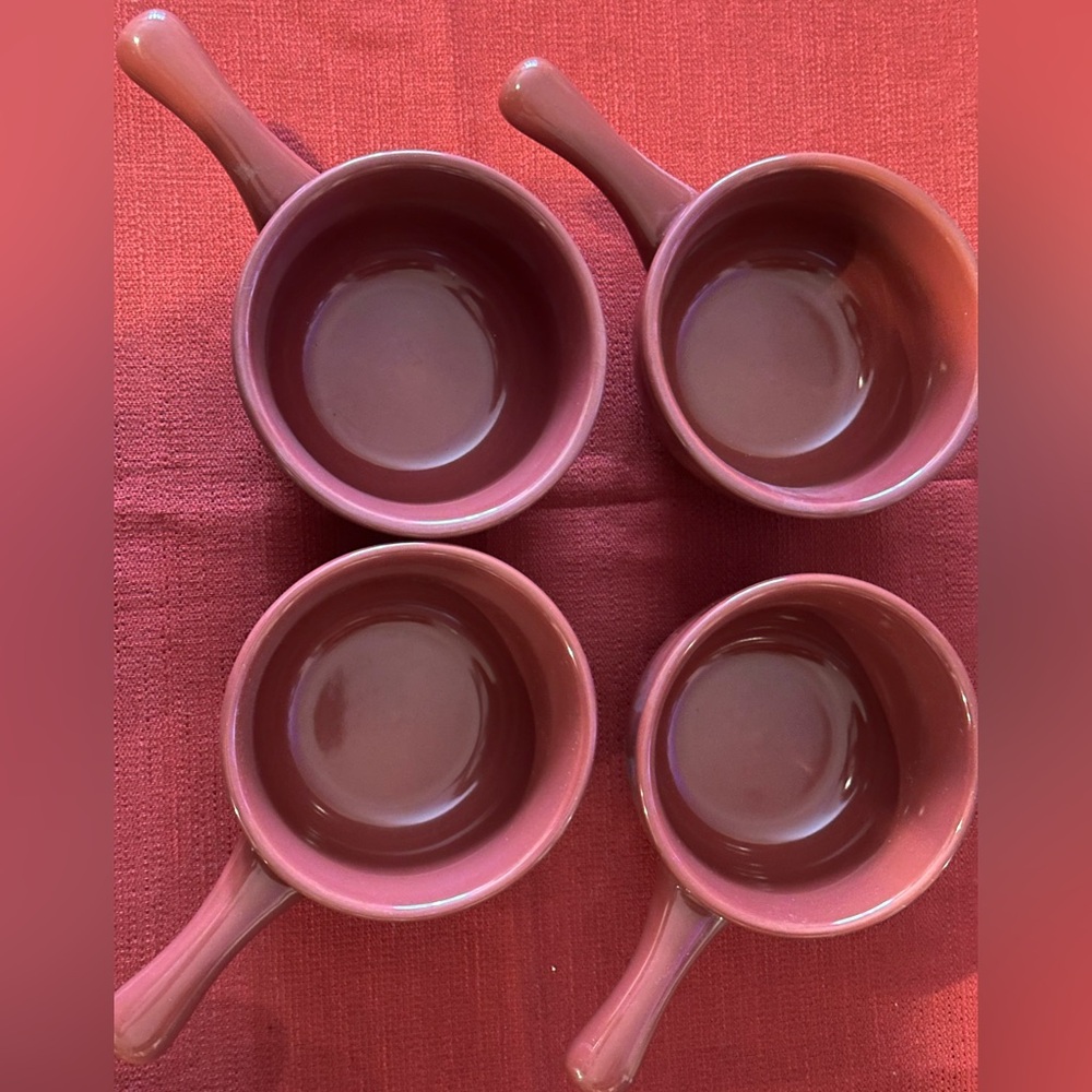 Longaberger Pottery Set of Four Burgundy Soup Bowls